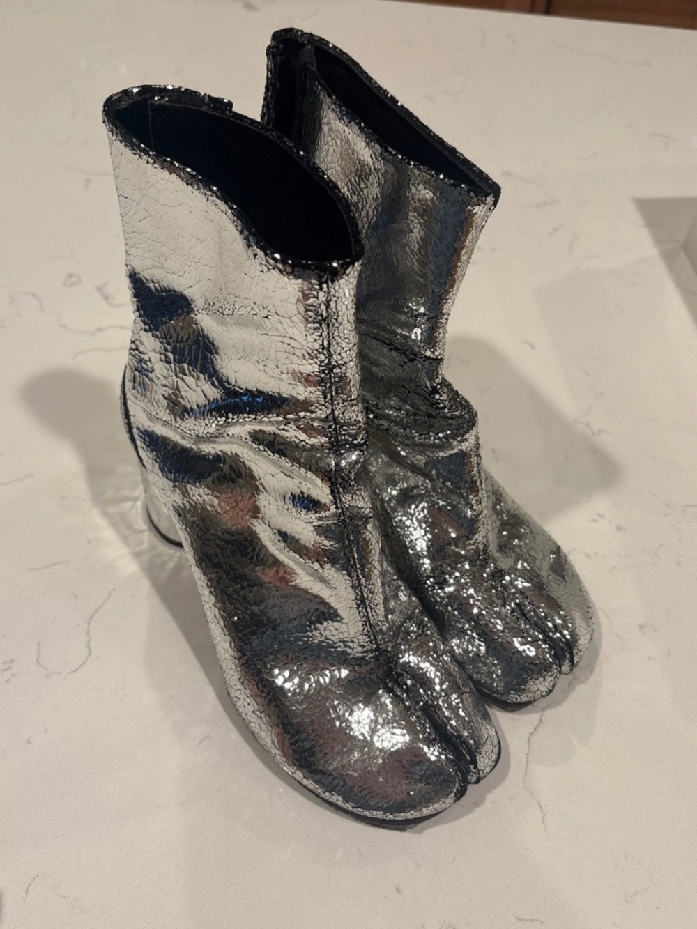 Margiela leather silver crackle tabi boots size 39 - Picture 3 of 13